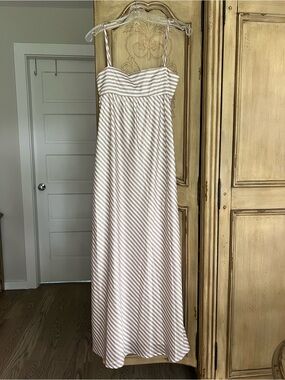 Princess Polly White and Beige Striped Maxi Dress